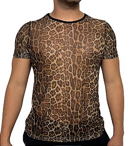 Camiseta Tule Estampado Onça