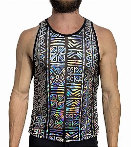 Regata Cavada Tule Holográfico Preto