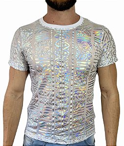 Camiseta Tule Holográfico Branco