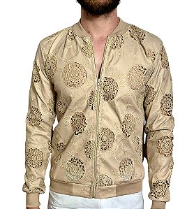 Jaqueta Bomber Courino Bordado Floral