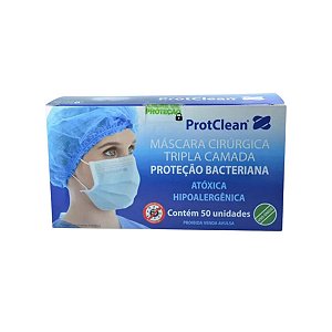 Mascara Descartavel Tripla Camada Preta Com 50 unidades