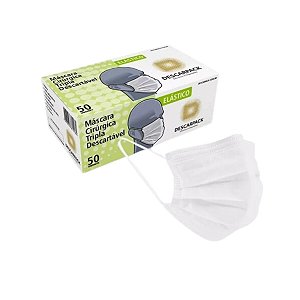 Mascara Descartavel Tripla Camada Branca Com 50 unidades