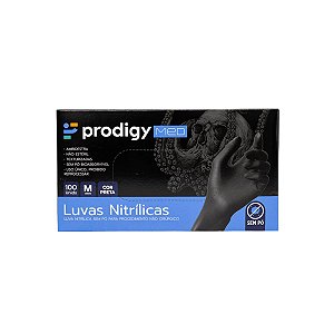Luva Nitrílica Média Prodigy Sem Pó 100 Unidades M