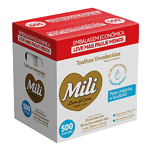 Toalhas Umedecidas Mili Love Care 500 unidades