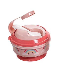 Porta Papinha com Amassador Arco Íris - Plasútil