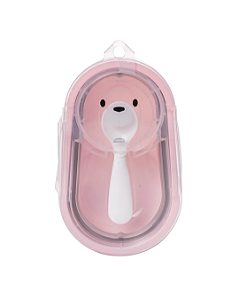 Pote Papinha com colher Urso Rosa 240ml- Plasútil