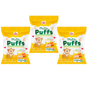 Kit 3 Mini Puffs Banana e Cenoura - Nhami Mami