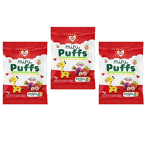 Kit 3 Mini Puffs Beterraba e Morango - Nhami Mami
