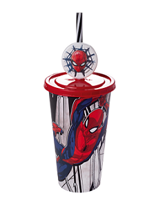 Copo Infantil com Pin Homem Aranha 500ml - Plasútil