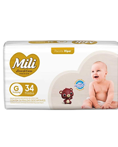 Fralda Mili LoveCare Hiper c/ 34 unidades -  Tam G