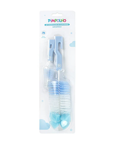 Kit Higienizador de Mamadeiras com Esponja Azul - Pimpolho
