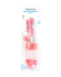 Kit Higienizador de Mamadeiras com Esponja Rosa - Pimpolho