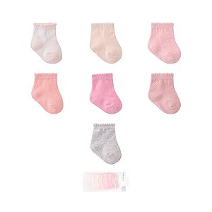 Kit Meia Semaninha Menina c/ 7 pares tam RN - Pimpolho