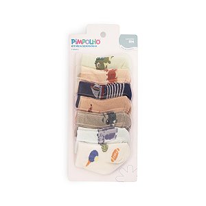 Kit  Meia  Estampada Semaninha Menino tam RN - Pimpolho