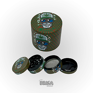 Dichavador De Metal Caveira 4 Partes Médio Verde