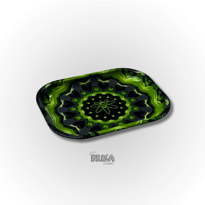 Bandeja De Metal Sadhu Mandala verde Pequena