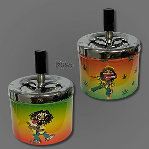 Cinzeiro de Metal com tampa Giratória