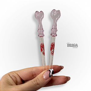 Piteira de Vidro Mega Longa Coração - Barbie