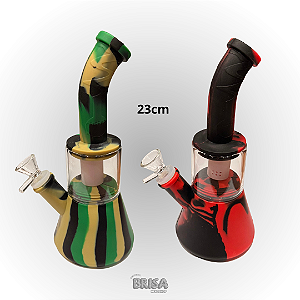 Bong de vidro + silicone 23cm