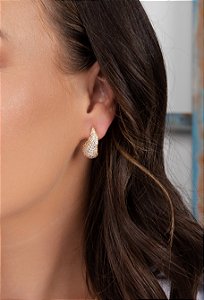 Brinco de Gota Drop Cravejado com Zircônias