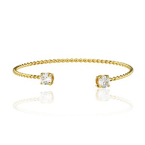 Bracelete Aro Torcido Zircônia Transparente