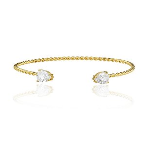 Bracelete Aro Torcido Zircônia em Gota Transparente