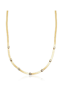 Colar Fita com Ponto de Luz em Pedras Zircônias