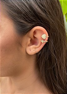 Brinco de Pressão Coração e Cruz