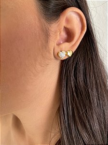 Brinco Coração Cravejado com Pedras Zircônias