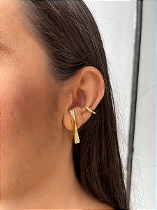 Brinco de Pressão Hexagonal Cravejado com Pedras Zircônias