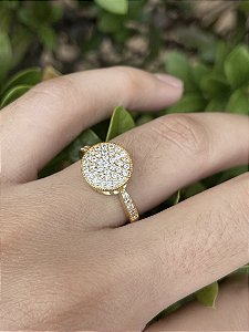 Anel Solitário Cravejado com Microzircônia