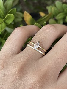 Anel Aro Duplo com Gota