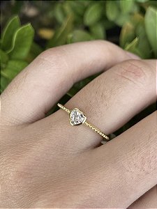 Anel Solitário Coração com Zircônia