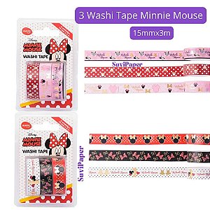 3 Washi Tapes Minnie Mouse Disney 15mmx3m Molin