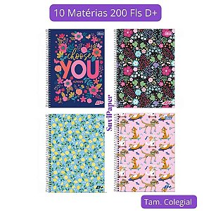 Caderno Colegial Capa Dura 10 Matérias D+ Feminino 200 Folhas Tilibra