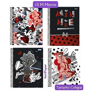 Caderno Colegial 10 Matérias Minnie Vintage Foroni 160 Folhas