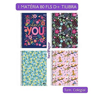 Caderno Colegial 1 Matéria D+ Feminino 80 Folhas Tilibra