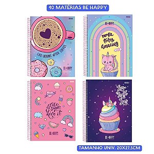 Caderno Univ. 10 Matérias Be Happy 160fls Animativa