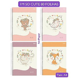 Caderno Univ. 1 Matéria 80 Folhas So Cute Animativa