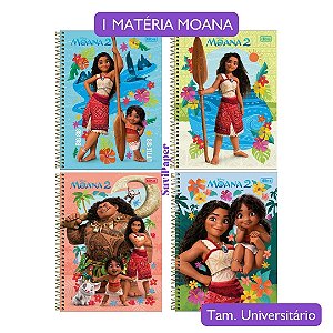 Caderno Universitário Escolar 1 Matéria Moana Tilibra Connect 80 Folhas Disney Moana 2