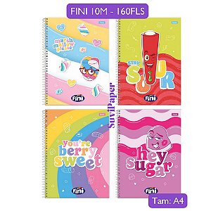 Caderno Universitário Escolar Fini com Perfume 10 Matérias 160 Folhas Foroni
