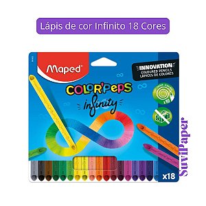 Lápis de Cor Infinity 18 Cores Maped - Lápis de Cor Infinito Não Apontar