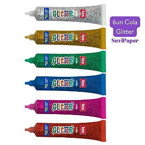 Estojo Cola Glitter 33g com 6 Cores Tris
