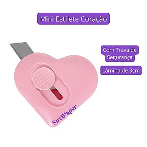 Mini Estilete para Papel com Lâmina Retrátil em Formato Coração Love BRW 1 Unidade