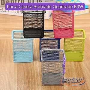 Porta Caneta Aramado Metal Quadrado Multiuso BRW Und