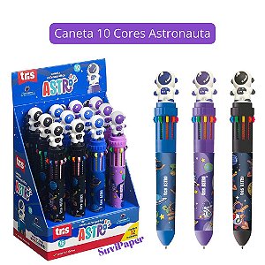 Caneta Esferográfica 1.0 Astronauta 10 Cores de Tinta - Caneta Escolar