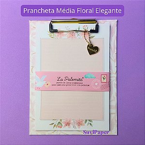 Prancheta Estampada A5 + 30 Folhas Decoradas Floral Elegante Kawaii
