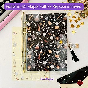 Fichário A5 Glitter 70 Folhas Decoradas 120 gramas - Magia