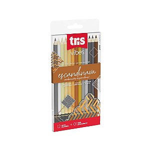 Lápis de cor Vibes Escandinava 12 cores + Lápis 6B