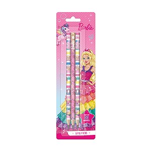 Lápis da Barbie Cartela com 3 Lápis HB Preto Tris